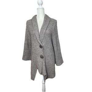 J. Jill Wool L Chunky Cardigan Knit Alpaca Wool Blend Shawl Collar Sweater Butto